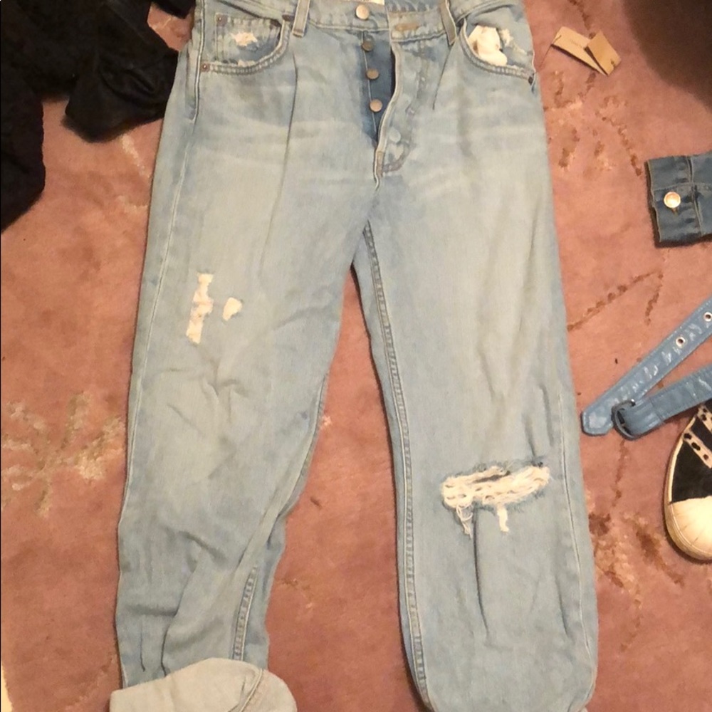 Reformation light wash ripped jeans